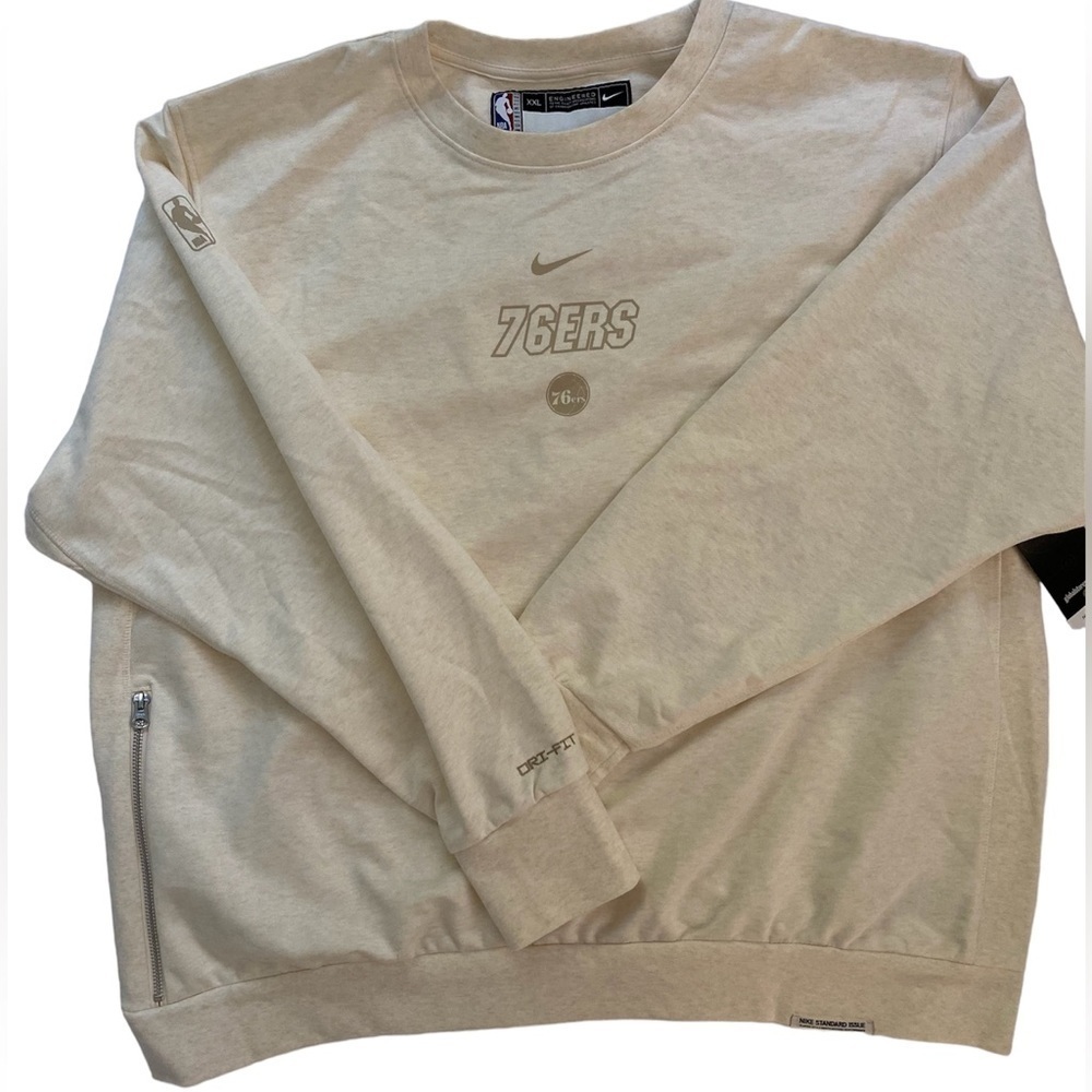 Nike NWT Men’s XXL NBA Authentics Cream Philadelphia 76ers Sweatshirt New